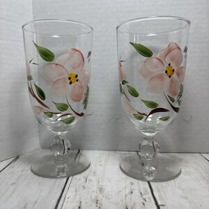 Desert Rose Franciscan Glasses 6 3/4" Tall 2 Glasses